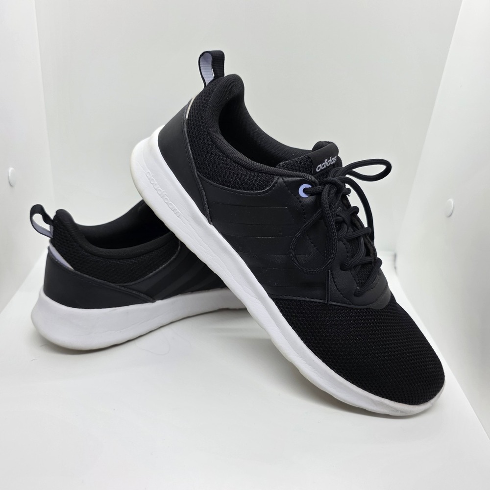 adidas QT Racer 2.0 Cloudfoam Shoes Black White Men's Size 9 H00548 - Picture 2 of 11